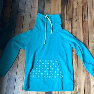 Burton green floral pocket turtleneck hoodie